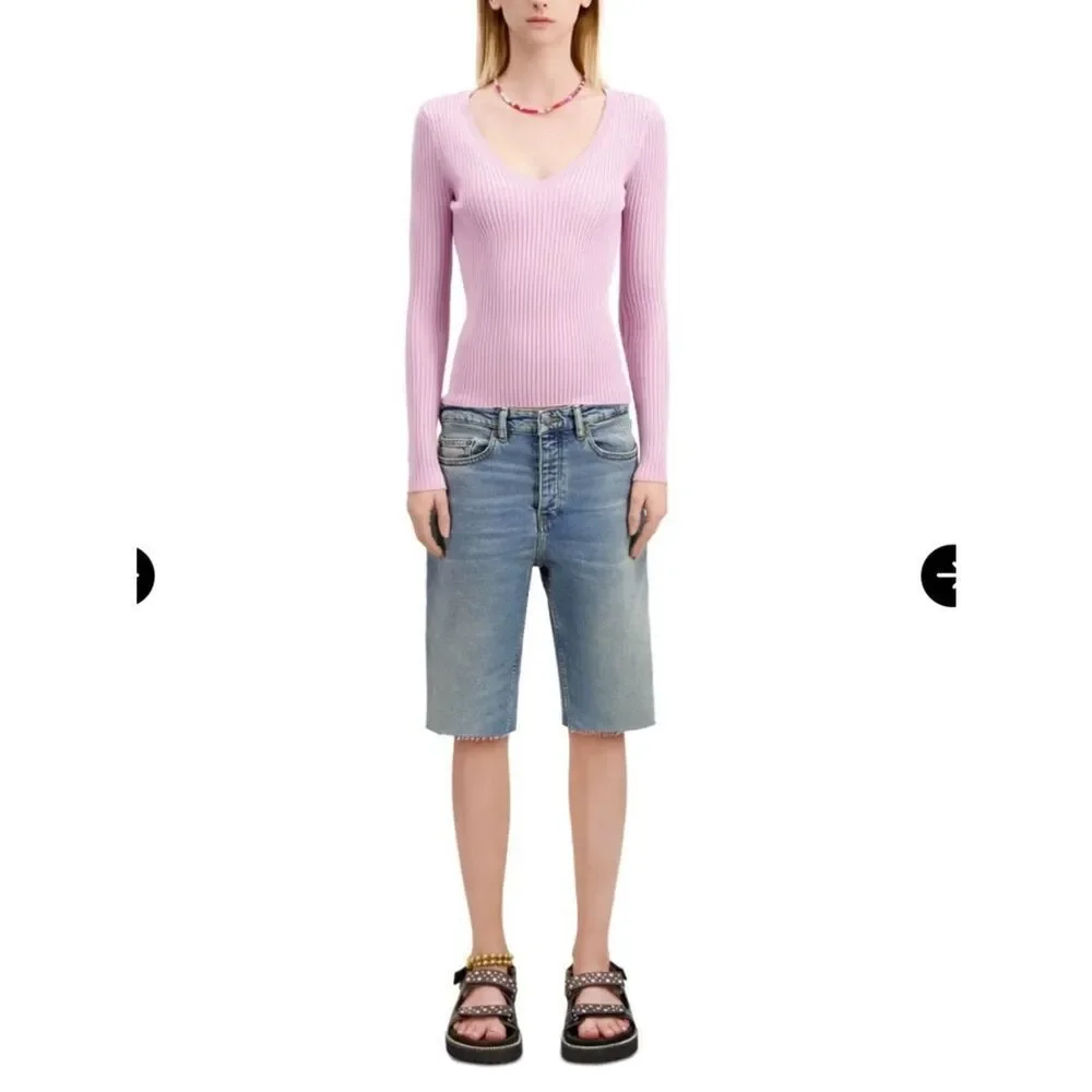 $215 The Kooples knitted pink V neck top sweater NWT